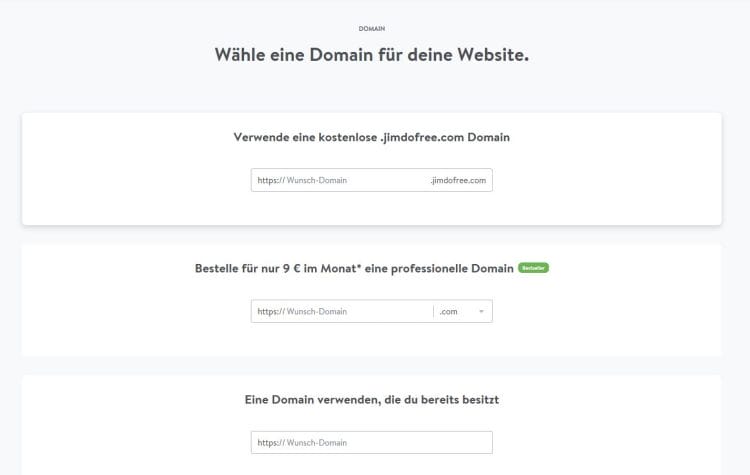 Reiseblog erstellen mit Jimdo Schritt 6: Domain wählen