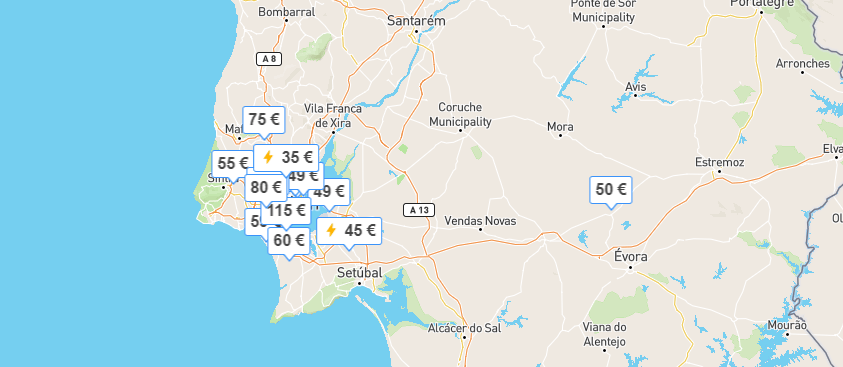 Campervan mieten (Portugal): Die interaktive Karte von Yescapa.