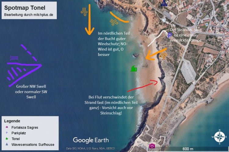 Surfen an der Algarve: Spotmap von Tonel