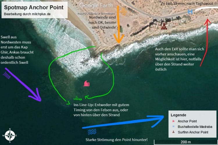Surfen in Agadir: Anchor Point Spotmap