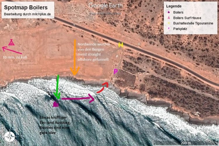 Surfen in Agadir: Spotkarte von Boilers