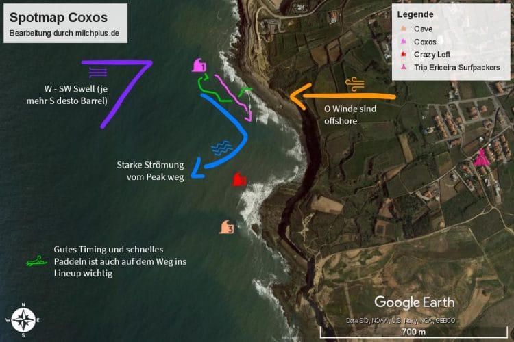 Surfen in Ericeira: Spotmap von Coxos