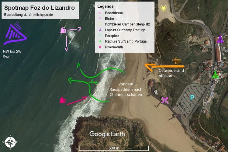 Surfen in Ericeira: Spotmap von Foz do Lizandro