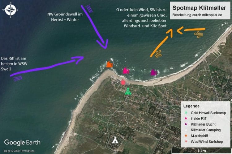 Surfen in Dänemark: Spotmap von Klitmoller