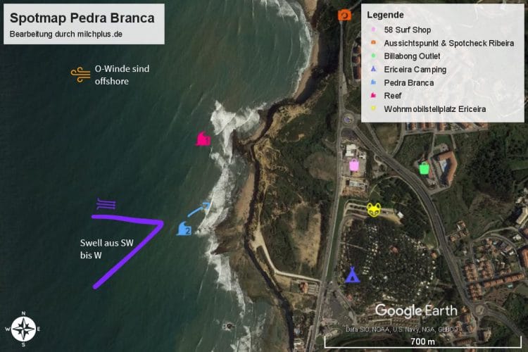 Surfen in Ericeira: Spotmap von Pedra Branca