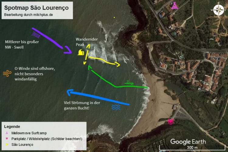 Surfen in Ericeira: Spotmap von Sao Lourenco