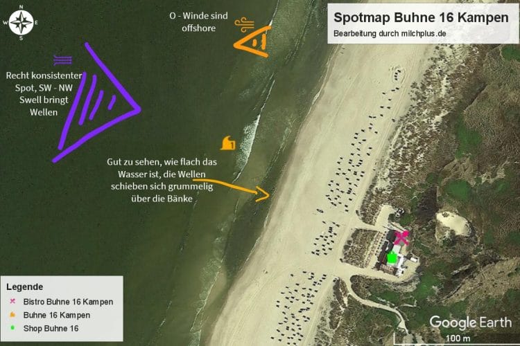 Surfen in Deutschland: Spotmap für Buhne 16 in Kampen