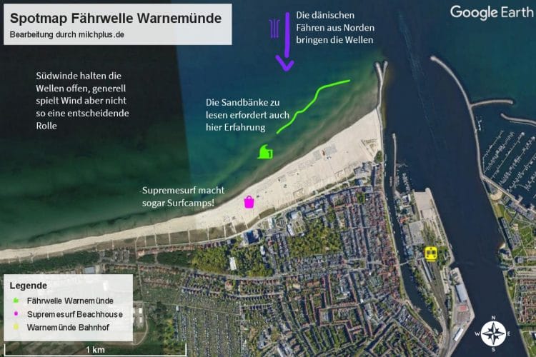 Surfen in Deutschland: Spotmap Fährwelle Warnemünde