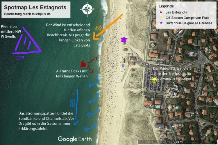 Surfen in Moliets: Spotmap für les Estagnots