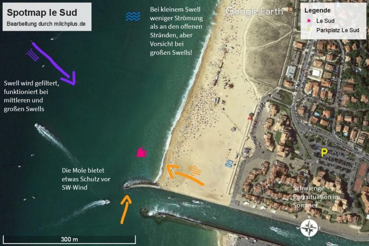 Surfen in Moliets: Spotmap für le Sud