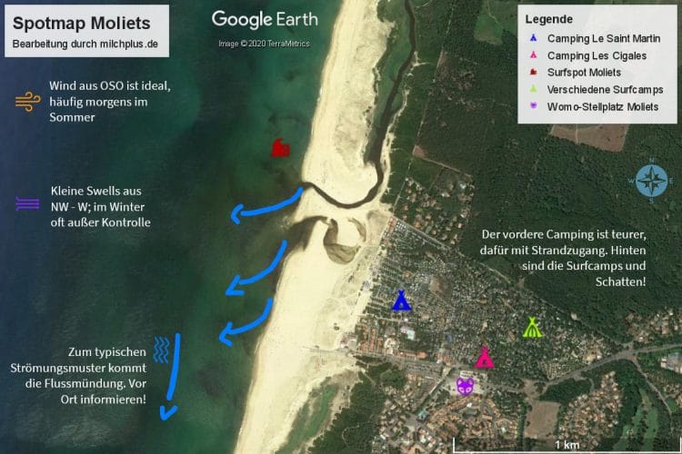 Surfen in Moliets: Spotmap für Moliets