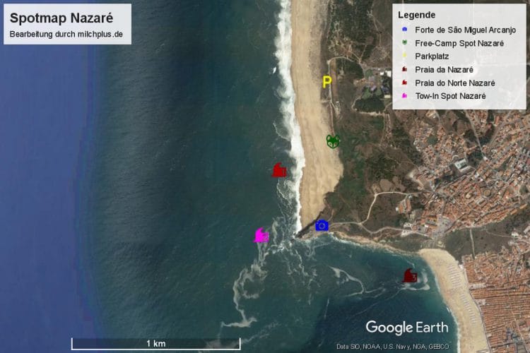 Surfen in Nazaré: Der Free-Camping Spot am Praia do Norte