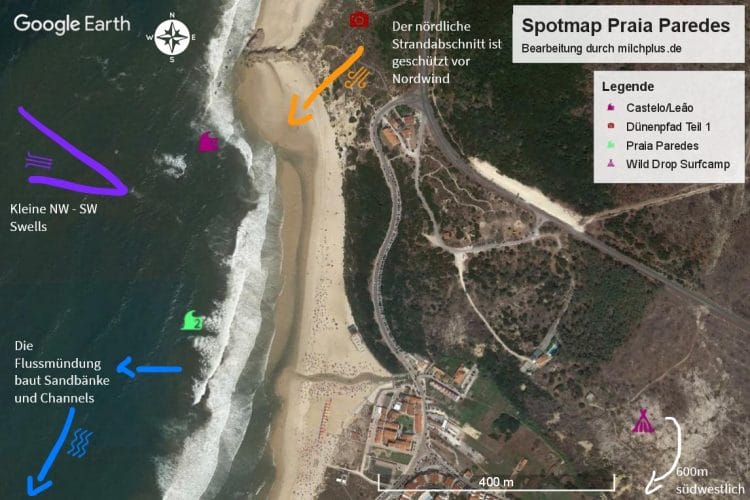 Surfen in Nazaré: Spotmap Praia Paredes