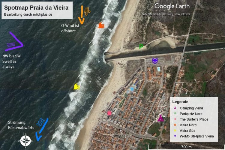 Surfen in Nazaré: Spotmap von Vieira