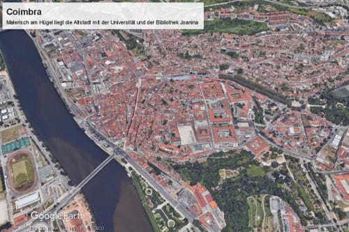 Surfen in Nazaré: Die Stadt Coimbra von oben